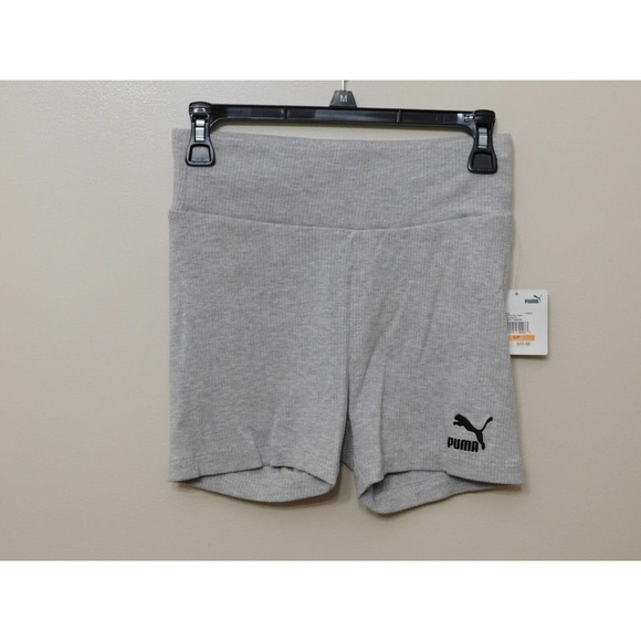 JR510 Puma Light Gray Women's Classics Ribbed Bike Shorts Size S - Picture 2 of 3